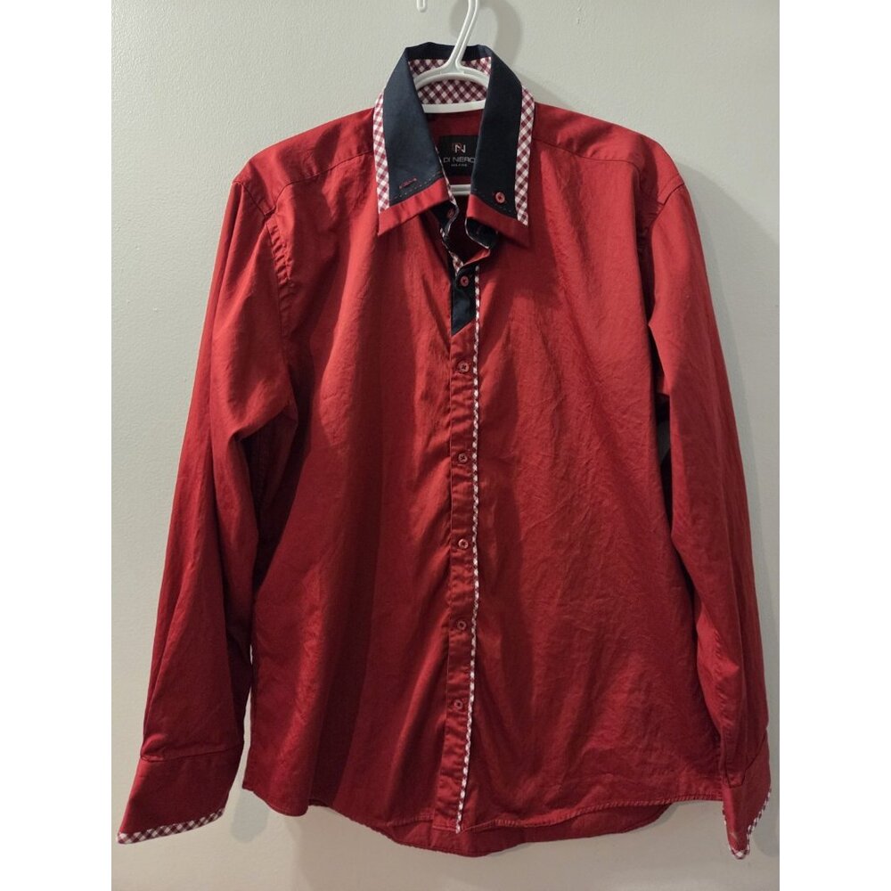 Di Nero Milano Red Men Shirt Long Sleeves XL Pre-Owned